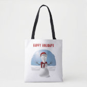 Happy Holidays. Funny skull-head snowman Tasche (Vorderseite)