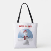 Happy Holidays. Funny skull-head snowman Tasche (Rückseite)