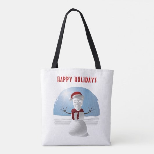 Happy Holidays. Funny skull-head snowman Tasche (Rückseite)