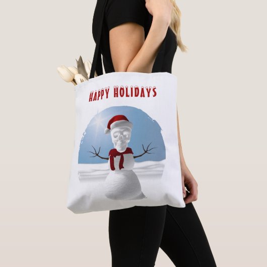 Happy Holidays. Funny skull-head snowman Tasche (Von Nahem)