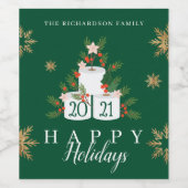 Happy Holidays Funny Toilet Papier Weihnachtsbaum Weinetikett (Einzelnes Label)
