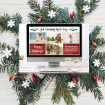 Happy Holidays Funny Zoom Quarantine Photo Collage Feiertagskarte<br><div class="desc">Have fun with your holiday card this year with this funny card featuring a Zoom computer screen and 4 of your favorite photos and 2 custom sticky notes. Personalize with your own custom headline and text. The Backside features a red and white polka dot pattern. A fun Christmas, New Year's...</div>