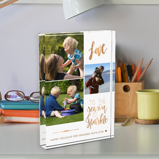 Happy Holidays für Oma Liebe Goldtypografie Fotoblock