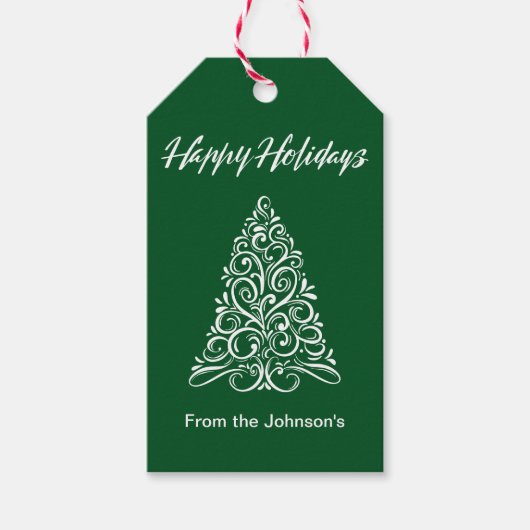 Happy Holidays Geblüht Weihnachtsbaumgeschenktags Geschenkanhänger (Vorderseite)