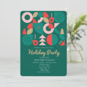 Happy Holidays Geometrie Whimsical Holiday Party Einladung (Stehend Vorderseite)
