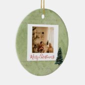 Happy Holidays Gerahmtes Foto Frohe Weihnachtsbaum Keramik Ornament (Rechts)