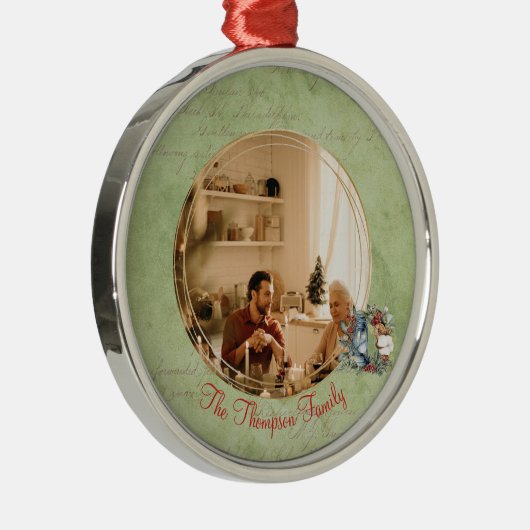 Happy Holidays Gerahmtes Foto Frohe Weihnachtsfami Ornament Aus Metall (Rechts)