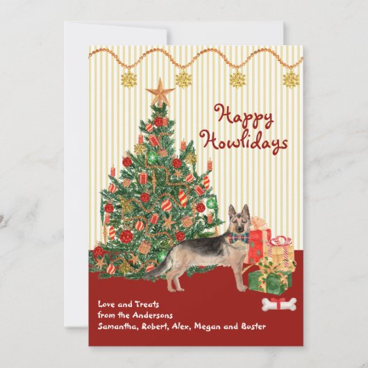Happy Holidays German Shepherd Dog Tree präsentier (Vorderseite)