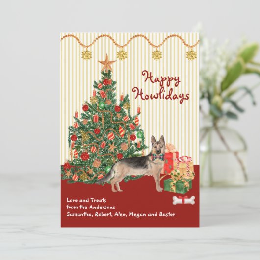 Happy Holidays German Shepherd Dog Tree präsentier (Stehend Vorderseite)