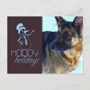 Happy Holidays German Shepherd in Snow Postcard Feiertagspostkarte