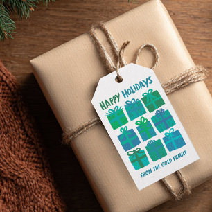 HAPPY HOLIDAYS Geschenke präsentiert Weihnachten C Geschenkanhänger