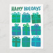HAPPY HOLIDAYS Geschenke präsentiert Weihnachten C Postkarte (Vorderseite)