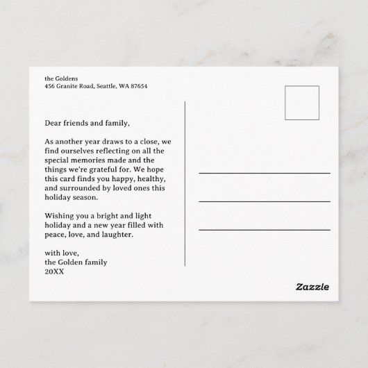 HAPPY HOLIDAYS Geschenke präsentiert Weihnachten C Postkarte (Rückseite)