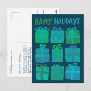 HAPPY HOLIDAYS Geschenke präsentiert Weihnachten C Postkarte