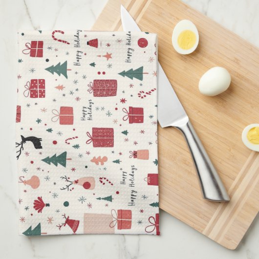 Happy Holidays Geschirrtuch (Viertel Falte)