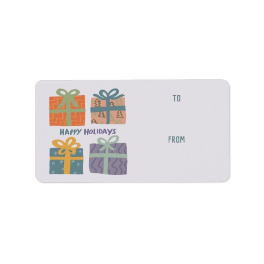 HAPPY HOLIDAYS GIBT Bows Weihnachten Adressaufkleber (Vorne)