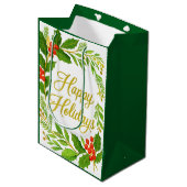 'Happy Holidays' Gift Bag Mittlere Geschenktüte (Vorderseite Schrägansicht)