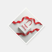 Happy Holidays Gift Bag With Red Ribbons Serviette (Ecke)