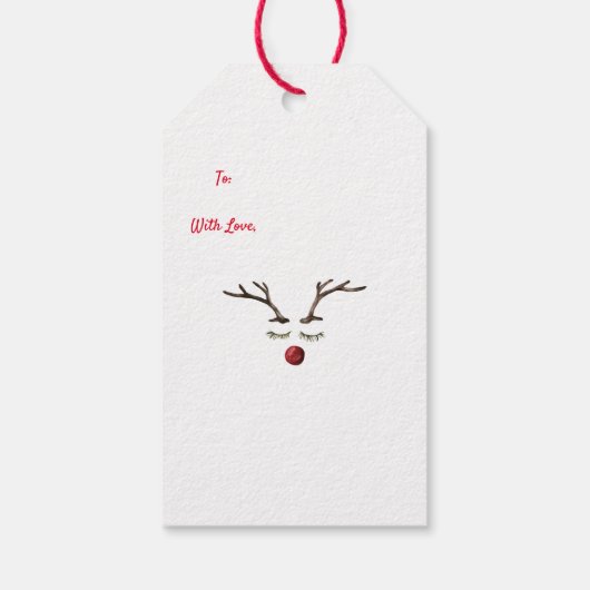 Happy Holidays Gift Card mit Rentier Face Geschenkanhänger (Rückseite)