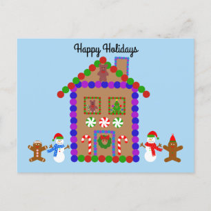 Happy Holidays Gingerbread House #1 Postkarte