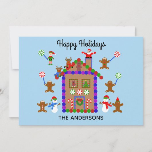 Happy Holidays Gingerbread House #2 Holiday Card Mitteilungskarte (Vorderseite)