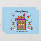 Happy Holidays Gingerbread House #2 Holiday Card Mitteilungskarte (Vorne/Hinten)