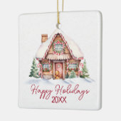 Happy Holidays Gingerbread House Keramikornament (Links)
