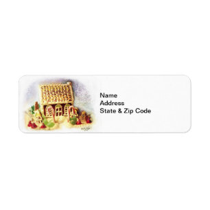 Happy Holidays Gingerbread House Label