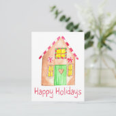 Happy Holidays Gingerbread house Postkarte (Stehend Vorderseite)