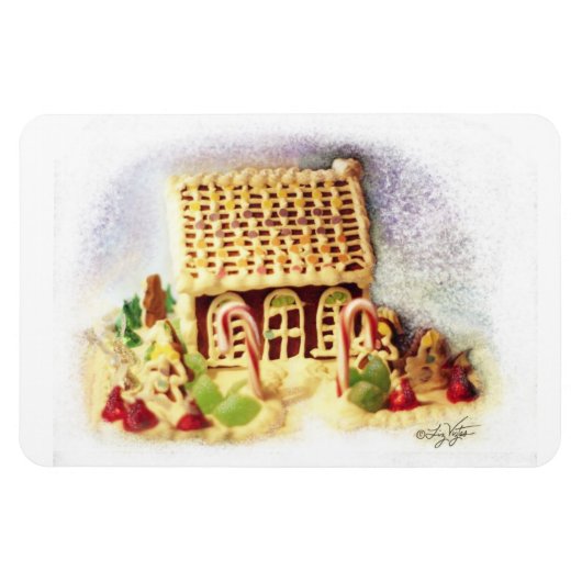 Happy Holidays Gingerbread House Premium Magnet (Horizontal)