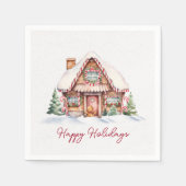 Happy Holidays Gingerbread House Serviette (Vorderseite)