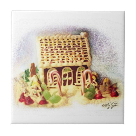 Happy Holidays Gingerbread House Tile Fliese (Vorderseite)