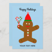 Happy Holidays Gingerbread Man #1-2 Holiday Card Mitteilungskarte (Vorne/Hinten)