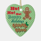 "Happy Holidays" Gingerbread Man and Dots Keramik Ornament (Rechts)