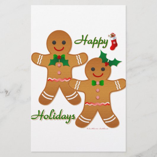 Happy Holidays Gingerbread Man Boy Girl Briefpapier (Vorderseite)