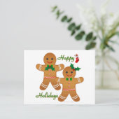 Happy Holidays Gingerbread Man Boy Girl Feiertagspostkarte (Stehend Vorderseite)