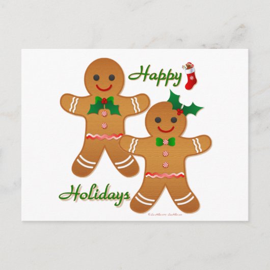 Happy Holidays Gingerbread Man Boy Girl Feiertagspostkarte (Vorderseite)