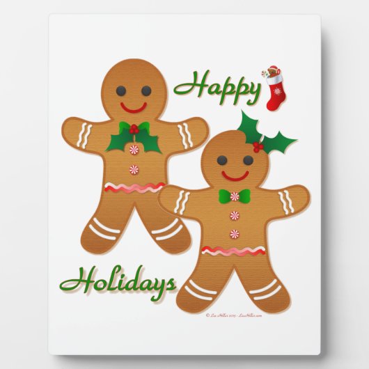 Happy Holidays Gingerbread Man Boy Girl Fotoplatte (Vorderseite)