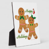 Happy Holidays Gingerbread Man Boy Girl Fotoplatte (Seite)
