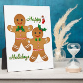 Happy Holidays Gingerbread Man Boy Girl Fotoplatte (Seite)