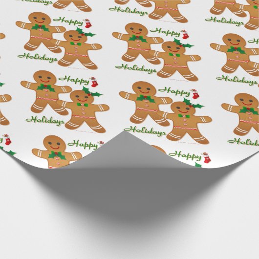 Happy Holidays Gingerbread Man Boy Girl Geschenkpapier (Ecke)