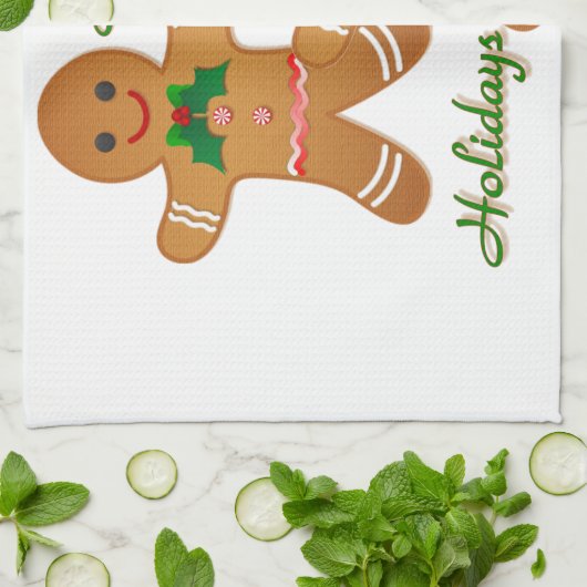 Happy Holidays Gingerbread Man Boy Girl Geschirrtuch (Gefaltet)