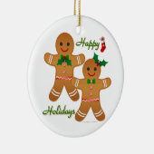 Happy Holidays Gingerbread Man Boy Girl Keramik Ornament (Rechts)