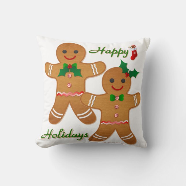 Happy Holidays Gingerbread Man Boy Girl Kissen (Vorderseite)