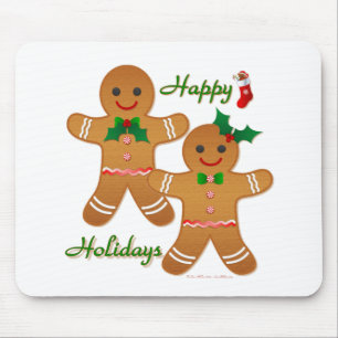 Happy Holidays Gingerbread Man Boy Girl Mousepad
