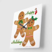 Happy Holidays Gingerbread Man Boy Girl Quadratische Wanduhr (Winkel)