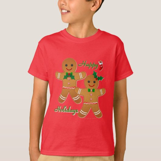 Happy Holidays Gingerbread Man Boy Girl T-Shirt (Vorderseite)