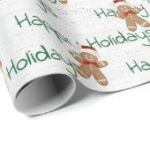Happy Holidays Gingerbread Man Geschenkpapier (Rolleneckpunkt)