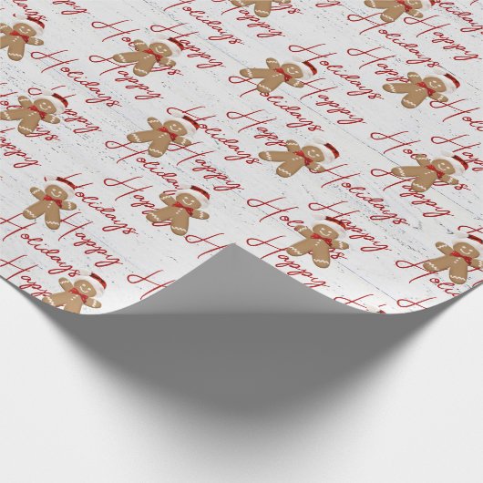 Happy Holidays Gingerbread Man Geschenkpapier (Ecke)