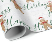 Happy Holidays Gingerbread Man Geschenkpapier (Rolleneckpunkt)